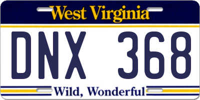 WV license plate DNX368