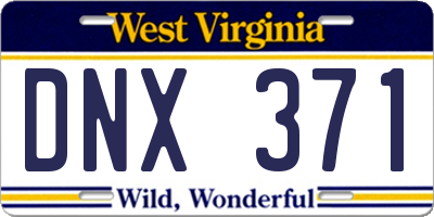 WV license plate DNX371