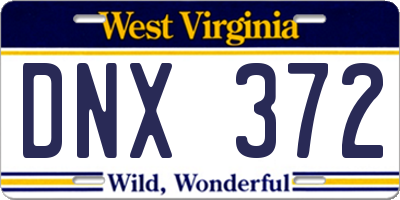WV license plate DNX372