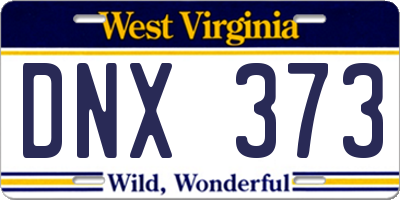 WV license plate DNX373