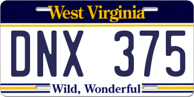 WV license plate DNX375