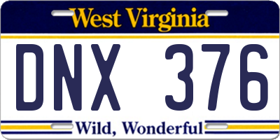 WV license plate DNX376