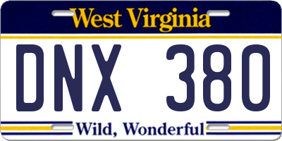 WV license plate DNX380