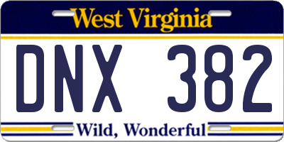 WV license plate DNX382