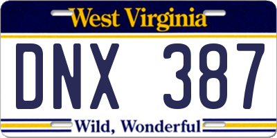 WV license plate DNX387