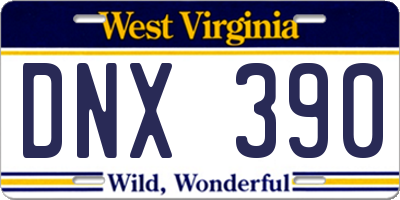 WV license plate DNX390