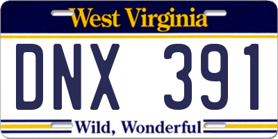 WV license plate DNX391