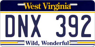 WV license plate DNX392