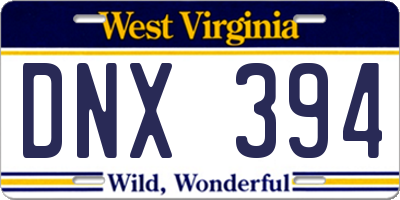 WV license plate DNX394