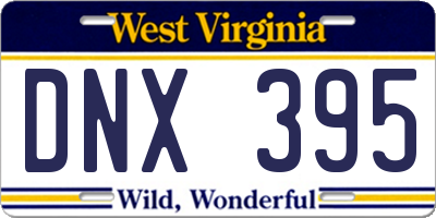 WV license plate DNX395