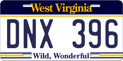 WV license plate DNX396