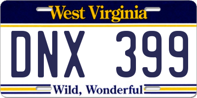 WV license plate DNX399