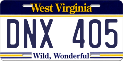 WV license plate DNX405