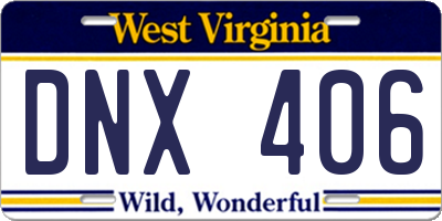 WV license plate DNX406