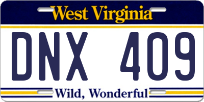 WV license plate DNX409