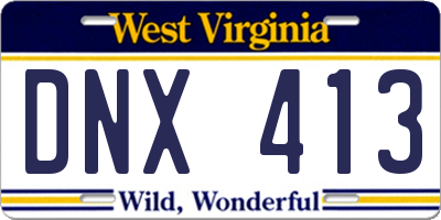 WV license plate DNX413