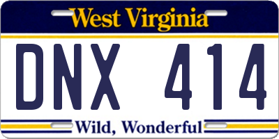 WV license plate DNX414