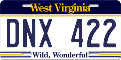 WV license plate DNX422