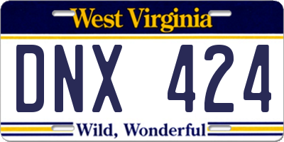 WV license plate DNX424