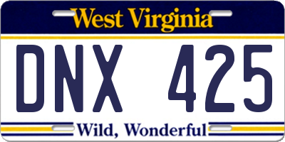 WV license plate DNX425