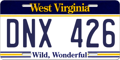 WV license plate DNX426