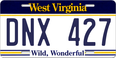 WV license plate DNX427