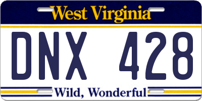 WV license plate DNX428