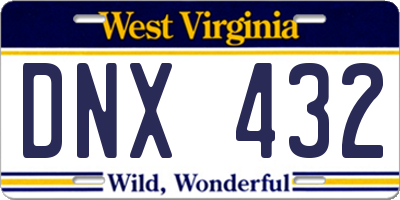 WV license plate DNX432