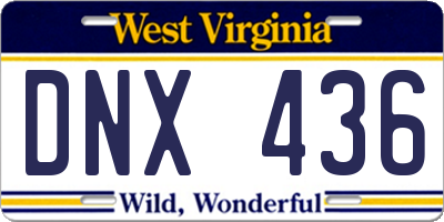 WV license plate DNX436