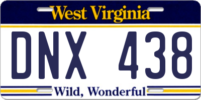 WV license plate DNX438