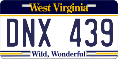 WV license plate DNX439