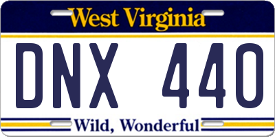 WV license plate DNX440
