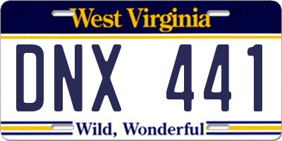 WV license plate DNX441