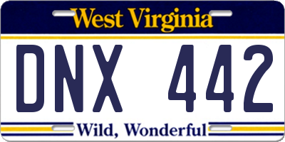 WV license plate DNX442