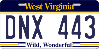 WV license plate DNX443