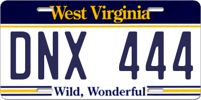 WV license plate DNX444