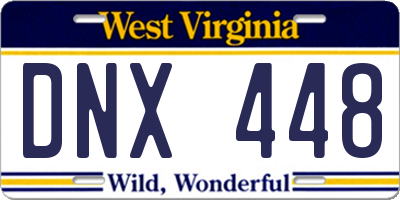 WV license plate DNX448