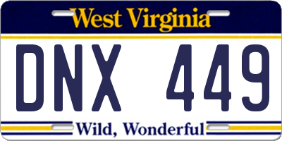 WV license plate DNX449