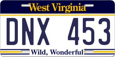 WV license plate DNX453