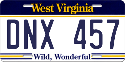 WV license plate DNX457
