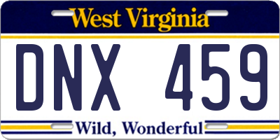 WV license plate DNX459