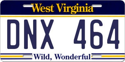 WV license plate DNX464