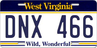 WV license plate DNX466