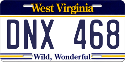 WV license plate DNX468