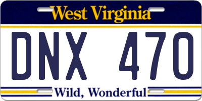 WV license plate DNX470