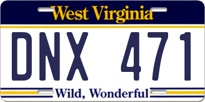 WV license plate DNX471