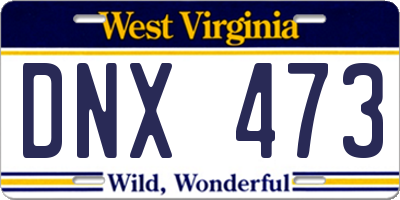 WV license plate DNX473
