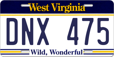 WV license plate DNX475