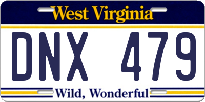 WV license plate DNX479