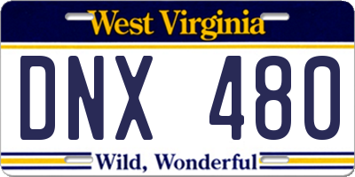 WV license plate DNX480